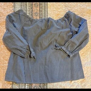 Vineyard Vines Off Shoulder 100% Cotton Blouse Top Size 6 Blue & White